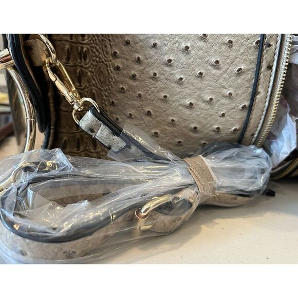 VERSONA Women’s Nude Faux Leather Faux Crocodile Textured Purse Handbag Tote Bag - Picture 7 of 9